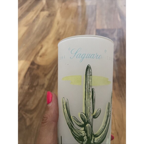 VINTAGE Blakely Oil & Gas Arizona SAGUARO CACTUS Tall Frosted Collins GLASS - Picture 3 of 10